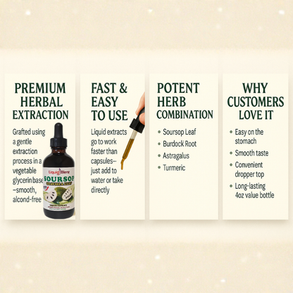 LiquidBlenz Soursop (Graviola) Leaf Liquid Extract – Concentrated Herbal Formula (4oz)