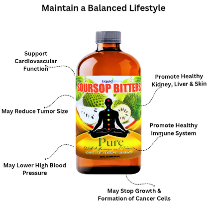 LiquidBlenz Soursop Bitters with Moringa & Tumeric - Immune Antioxidant Supplement